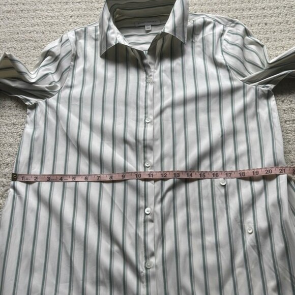 Banana Republic 2025 Cotton Poplin Asymmetrical Shirt Dress Green Stripe Small - Picture 12 of 16